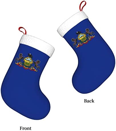 Cutedwarf Флаг Пенсилвания Коледен Отглеждане На Коледни Празнични Украси Камина Окачен На Стелката 18 Инча(А)А) Чорапи