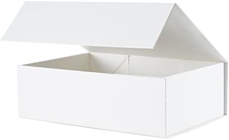 FOCCIUP 11x7,8x3,5 Инча Бяла Подарък Кутия с Магнитен Капак, Сгъваеми Кутии за Тениски на Младоженеца, Опаковъчна хартия за Дрехи
