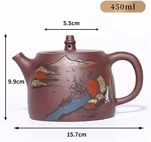Дебел чайник Zisha oolong ръчно изработени от ландшафтен дизайнер, 450 мл, украса за дома (Цвят: A, размер: както е показано на фигурата)