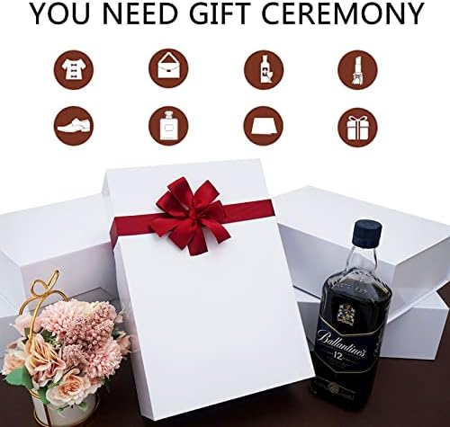 Бяла Подарък кутия YAWOIRG, 5 опаковки 13x9x4 инча, Много Голям Подарък кутия за подаръци, Е Магнитна Подарък кутия с капак, Квадратни Декоративни Подаръчни кутии за опаковане на подаръци, Гланцирана