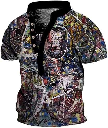 Пакет Мъжките Тениски, Цветна Тениска Копчета с Къс Ръкав, Уличен Tribal Най-Тежка в памучна Риза