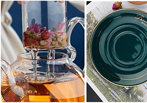 XWOZYDR Английски следобеден чай, Чай, скандинавски сварен чай, плодове, цветя кана, комплект за подгряване на свещи, Керамични рамка (Цвят: A, размер: както е показано на