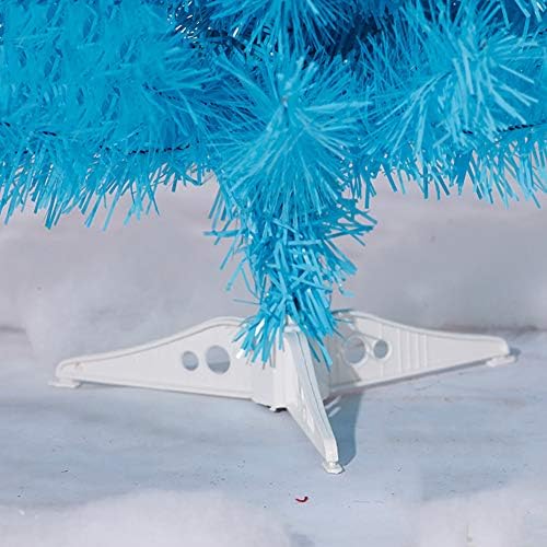 Мини-Изкуствена Коледна елха, Навесная Коледна бор Премиум-клас с поставка от PVC пластмаса, идеален за празнична украса на помещенията, лесно се монтира-Син 60 см (24 инча)