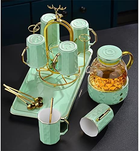 DHDM Комплект Чаши за вода, Следобеден чай, Чай набиране, за вода, Началната Дневна, Скандинавски Керамични Чаена Чаша, Цвете чайник със стойка (Цвят: D, размер: комплект от 6 чаши)