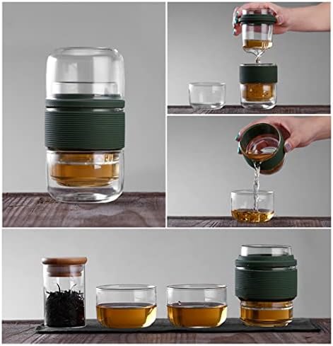 HDRZR Пътен Чай Набор от уреди за приготвяне на кунг-фу с Преносим Футляром Стъклени Чаши Чай С приготвяне на чай За Пътуване Набор от Домашни Чаши (Цвят: C размер: 14 * 7 cm)