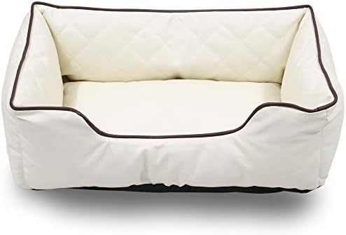 Текстил Happycare Луксозна Правоъгълна легло за домашни любимци от изкуствена кожа от всички страни. Черен цвят, 26x18 инча